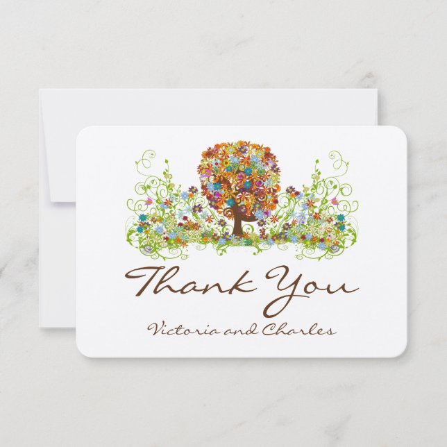 Enchanted Forest Side Branch Wedding Thank You Card (Front)