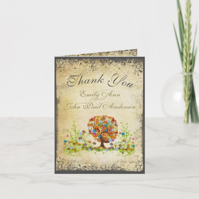 Enchanted Forest Side Branch Wedding Thank You Card (Front)