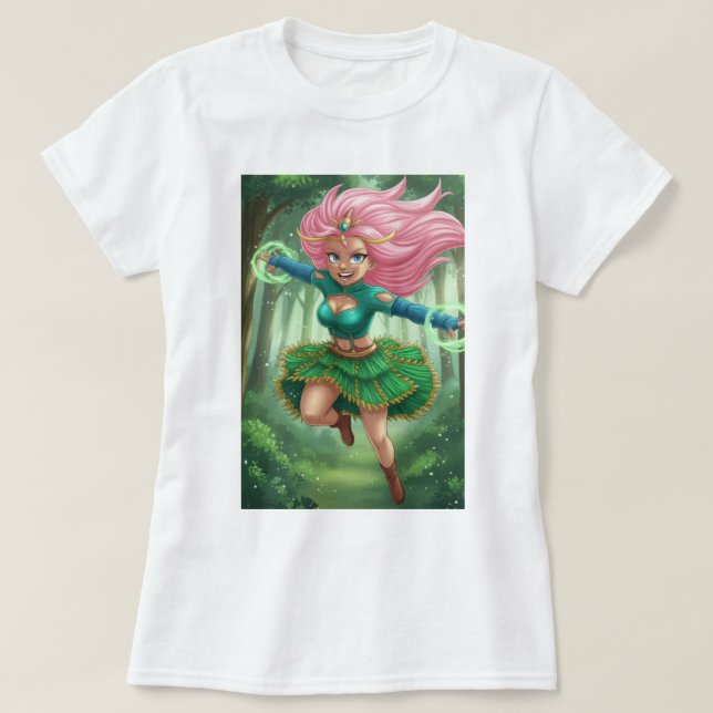Enchanted Forest Sprint – Anime Fantasy Character  T-Shirt (Design Front)