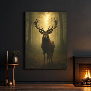 Enchanted Forest Stag – Ethereal Wildlife Art Canvas Print