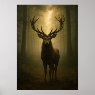 Enchanted Forest Stag – Ethereal Wildlife Art Poster
