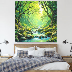 Enchanted Forest Stream Design Canvas Print