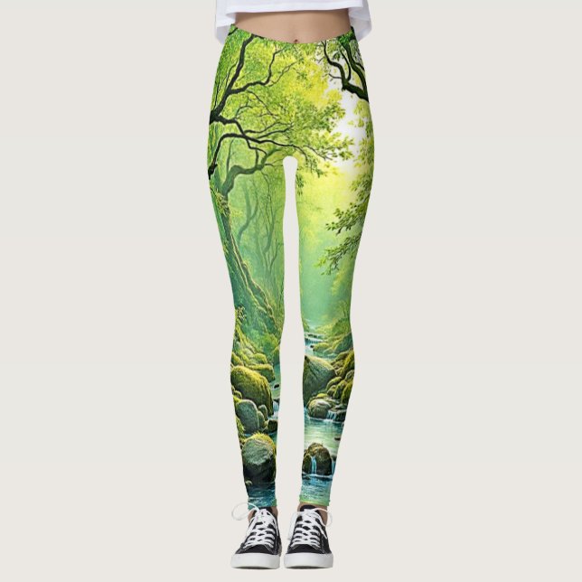Enchanted Forest Stream Design Leggings (Front)