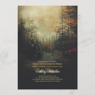 Enchanted Forest String Lights Trees Wedding Invitation