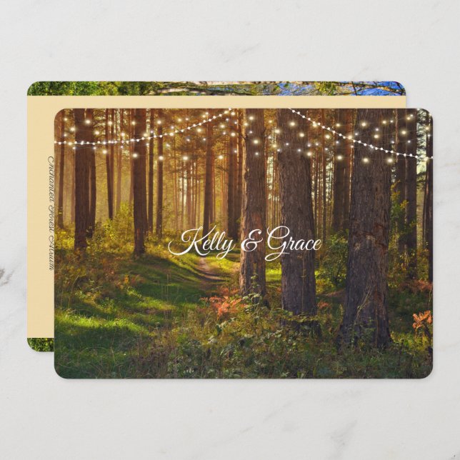 Enchanted Forest String Lights Wedding Invitation (Front/Back)