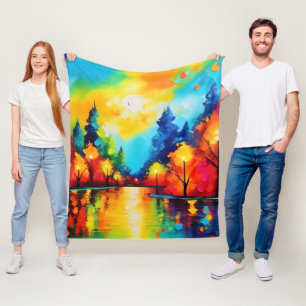 Enchanted Forest Sunset Fleece Blanket