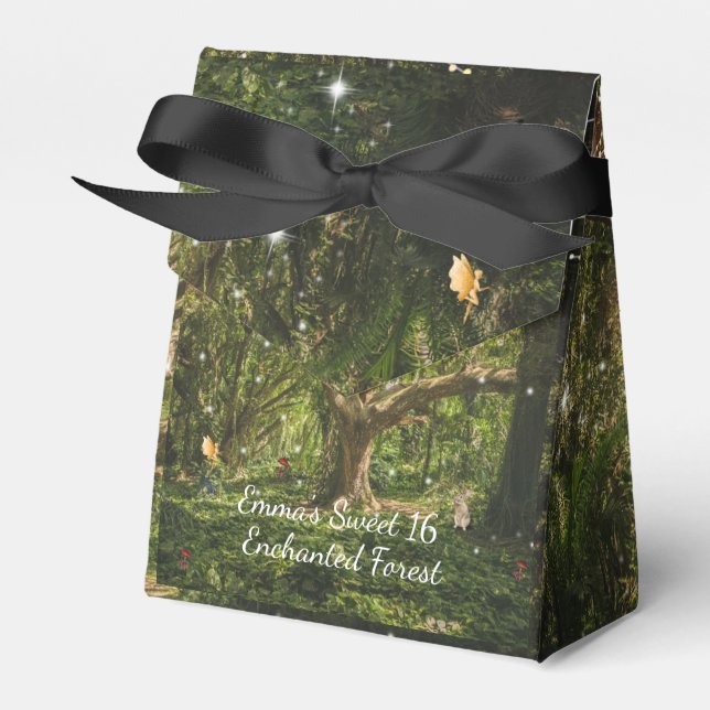 Enchanted Forest Sweet 16 Fairies Sparkling Lights Favour Box (Front Side)