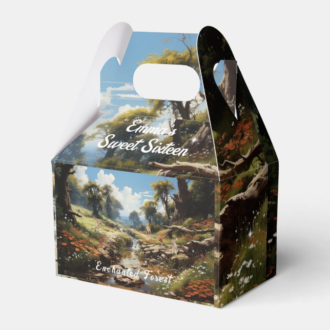 Enchanted Forest Sweet 16  Frog Rabbits Deer Favour Box (Front Side)