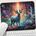 Enchanted Forest Swirl Deer Personalised Mouse Mat<br><div class="desc">Bring a touch of magic to your workspace with this personalised mouse pad featuring a majestic deer adorned with swirling rainbow colours, set within an enchanted forest. The vibrant design and mystical atmosphere create a captivating scene, inspiring creativity and wonder. Make it truly yours by adding your name or a...</div>