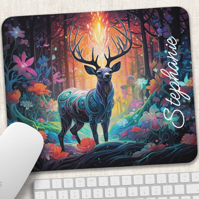  Enchanted Forest Swirl Deer Personalised Mouse Mat (Creator Uploaded)