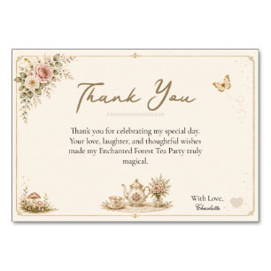 Enchanted Forest Tea Party Birthday Thank You