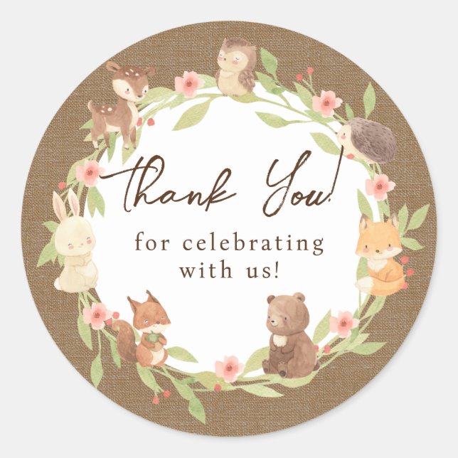 Enchanted Forest Thank You Classic Round Sticker (Front)