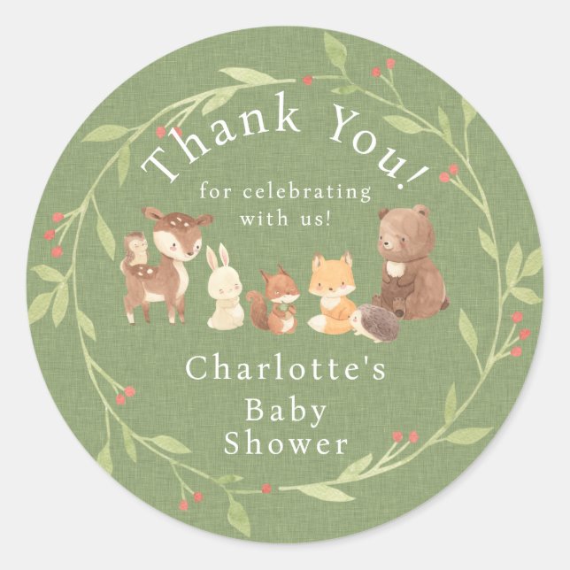 Enchanted Forest Thank You Classic Round Sticker (Front)