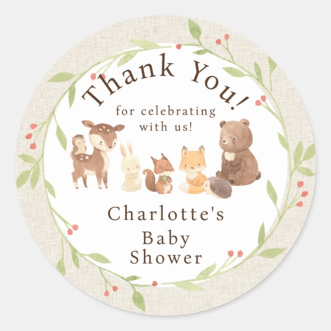 Enchanted Forest Thank You Classic Round Sticker (Front)