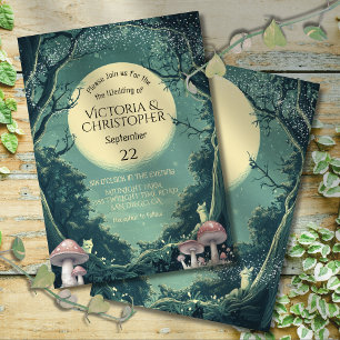 Enchanted Forest Toadstool Full Moon Wedding Invitation