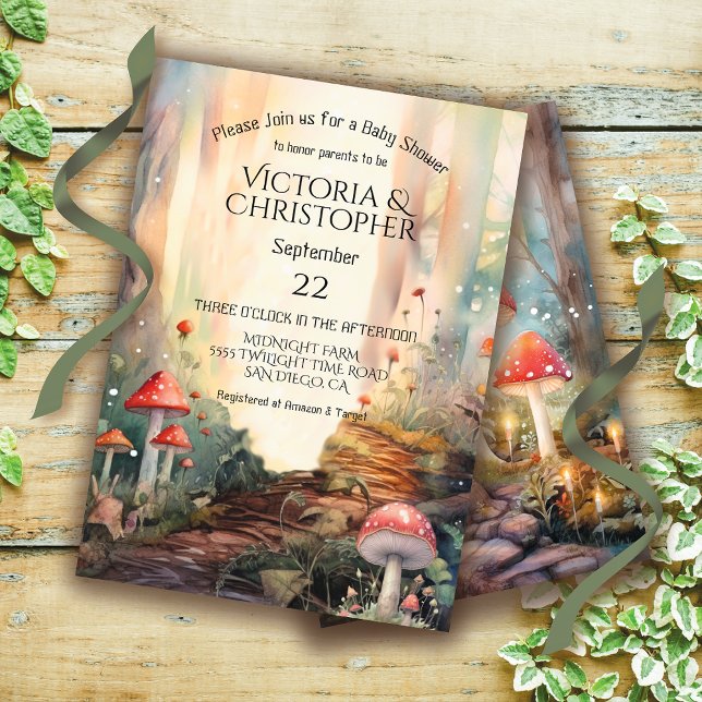 Enchanted Forest Toadstool Mushroom Baby Shower Invitation (Creator Uploaded)