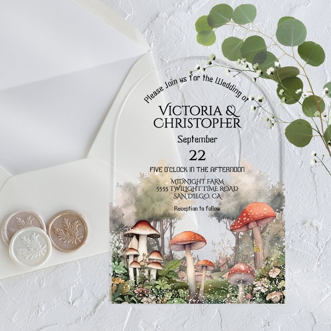 Enchanted Forest Toadstool Storybook Wedding Acrylic Invitations (Creator Uploaded)