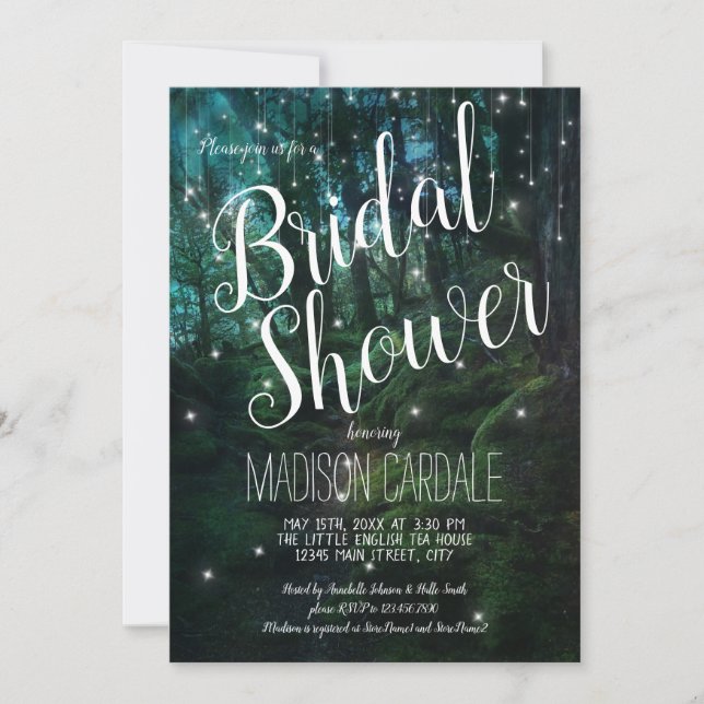 Enchanted Forest Trees Fairy Lights Bridal Shower Invitation (Front)
