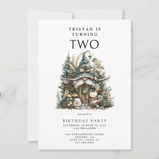Enchanted Forest Turning Two Birthday Party Invitation (Front)