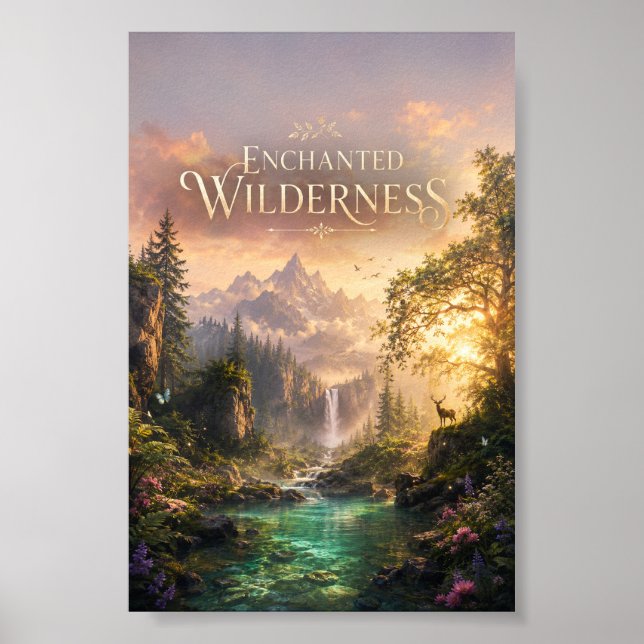 Enchanted Forest Vertical Poster | Deer Art (Front)