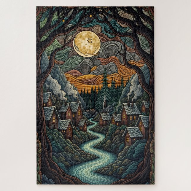 Enchanted Forest Village Jigsaw Puzzle  (Vertical)