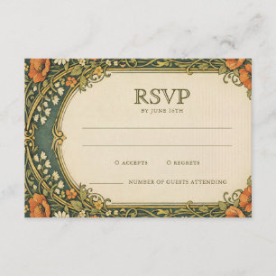 Enchanted Forest Vintage Art Nouveau RSVP Enclosure Card