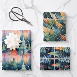 Enchanted Forest Watercolor Art Print Design Wrapping Paper Sheet