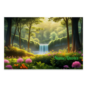 Enchanted Forest Waterfall Poster