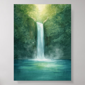 Enchanted Forest Waterfall Poster