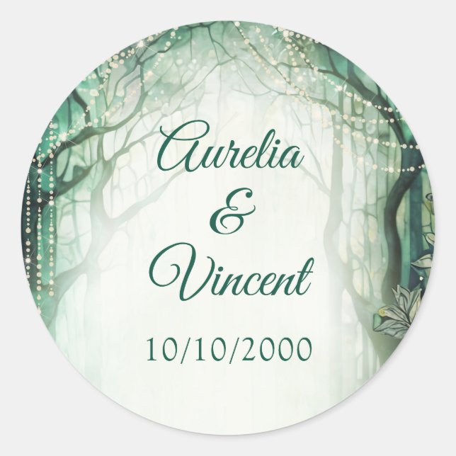 Enchanted Forest Wedding Classic Round Sticker (Front)