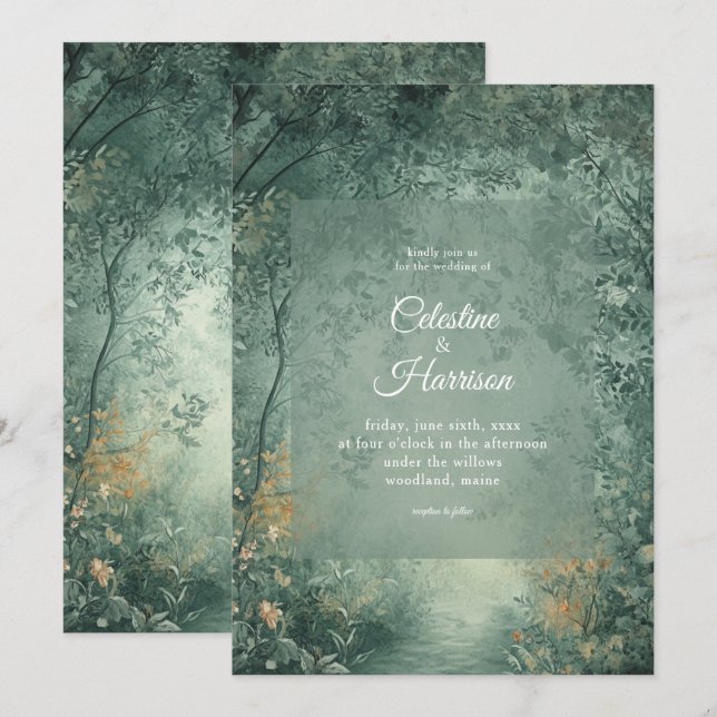 Enchanted Forest Wedding Invitation (Front/Back)