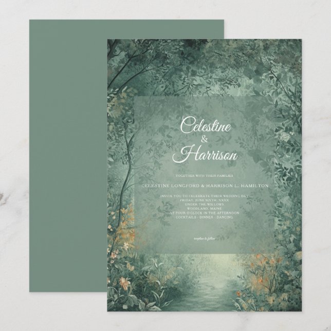 Enchanted Forest Wedding Invitation (Front/Back)