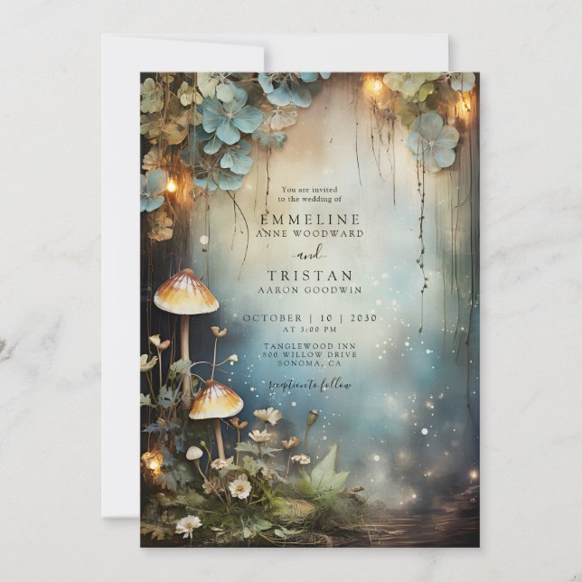 Enchanted Forest Wedding | Magical Mushrooms Invitation (Front)