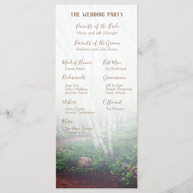 Enchanted Forest Wedding Program Programme (Front)