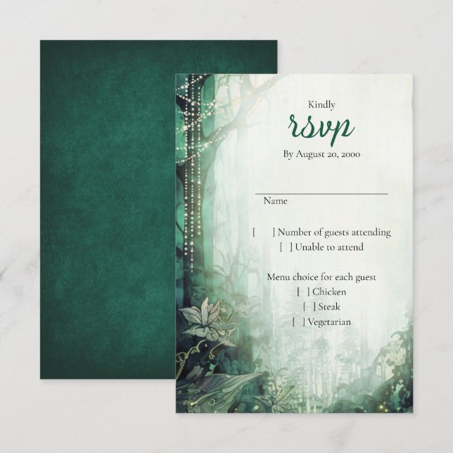 Enchanted Forest Wedding RSVP Card (Front/Back)