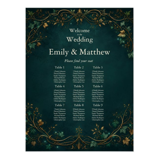 Enchanted Forest Wedding Seating Chart (Front)
