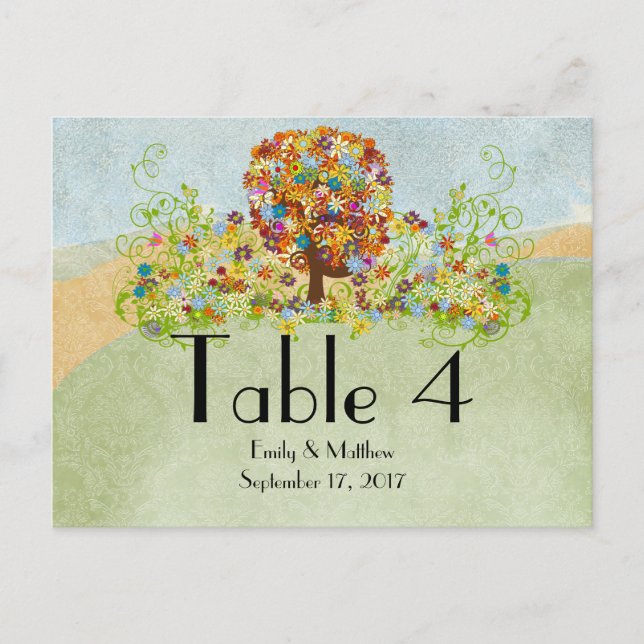 Enchanted Forest Wedding Table Number Card (Front)