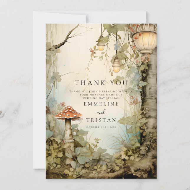 Enchanted Forest Wedding  Thank You Card (Front)