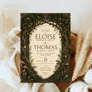 Enchanted Forest Wedding Woodland Fairy Moss Green Invitation