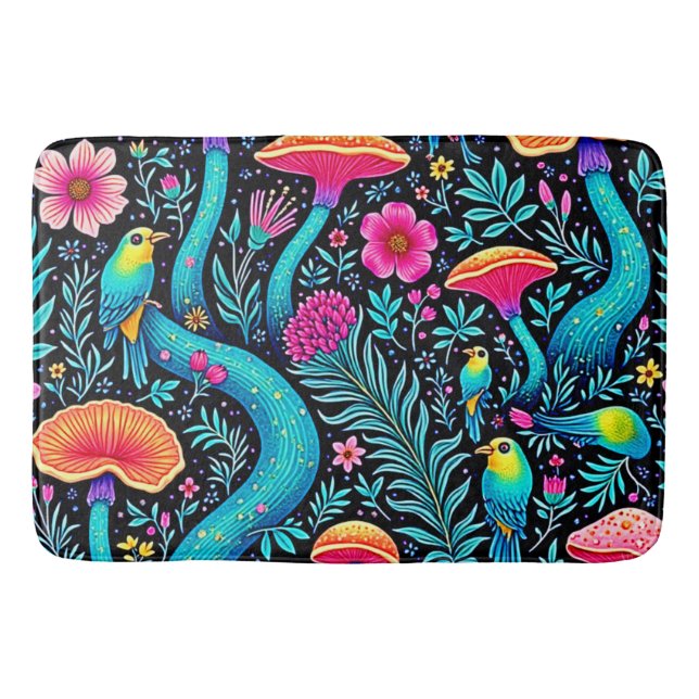 Enchanted Forest Whimsical Dream Design Bath Mat (Front)