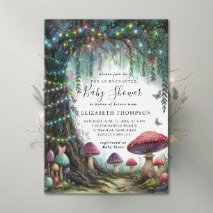 Enchanted Forest Whimsical Mushrooms Baby Shower Invitation