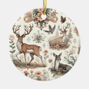 Enchanted Forest Whispers: Victorian Wildlife Ceramic Tree Decoration