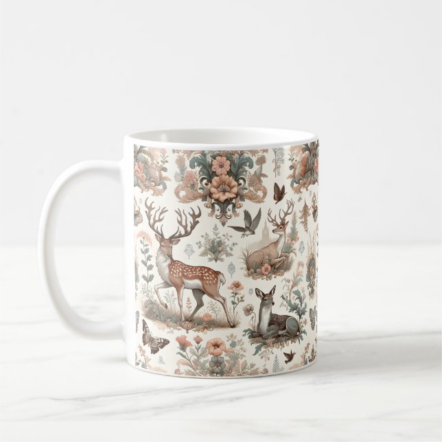 Enchanted Forest Whispers: Victorian Wildlife Coffee Mug (Left)