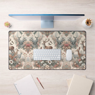 Enchanted Forest Whispers: Victorian Wildlife Desk Mat