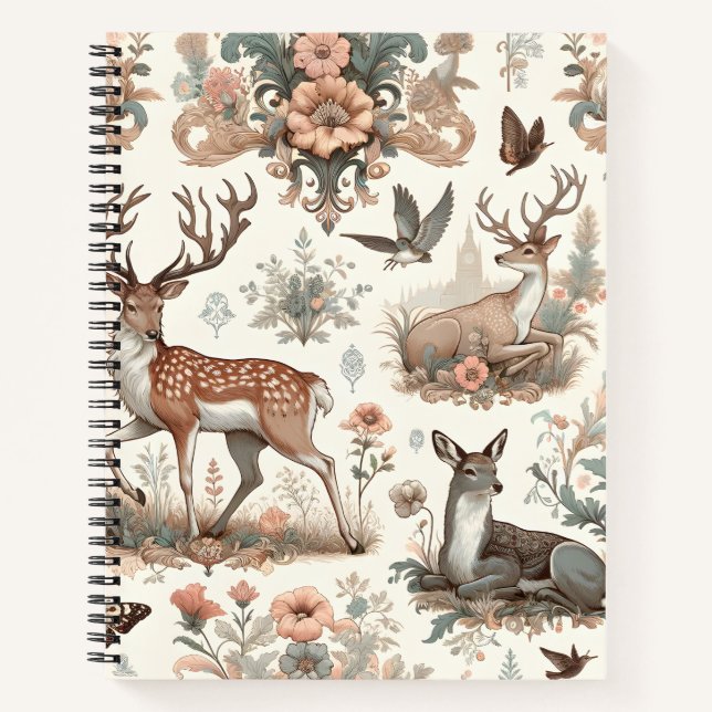 Enchanted Forest Whispers: Victorian Wildlife Notebook (Front)