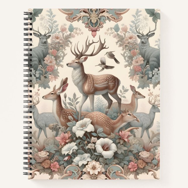 Enchanted Forest Whispers: Victorian Wildlife Notebook (Front)