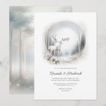 Enchanted Forest White Deer Monogram Wedding