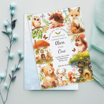 Enchanted Forest Wild One Boy Birthday Invitation