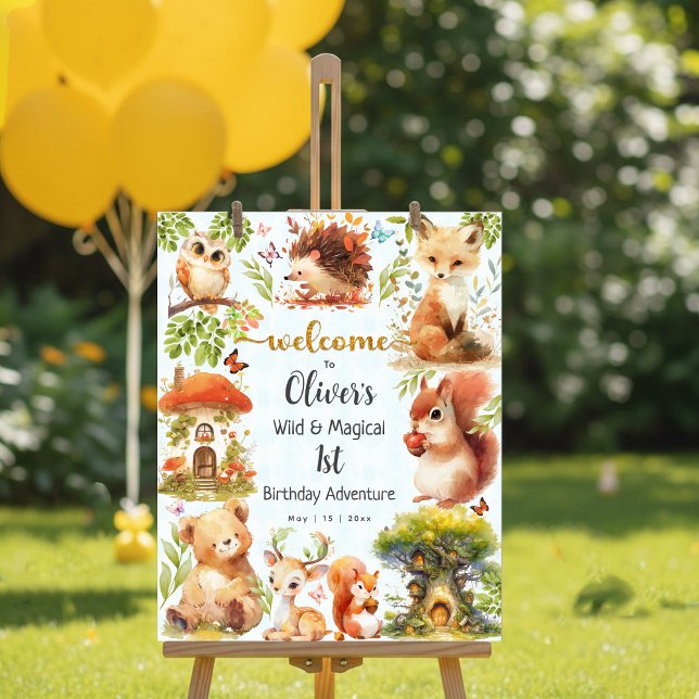 Enchanted Forest Wild One Boy Birthday Welcome Poster (Creator Uploaded)