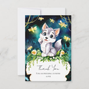 Enchanted Forest Wolf Baby Shower Thank You Card
